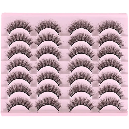Miniatura 5 de FARRED Pestañas cortas naturales de visón, paquete de 14 pares de pestañas postizas de aspecto natural, pestañas pequeñas de tira falsa