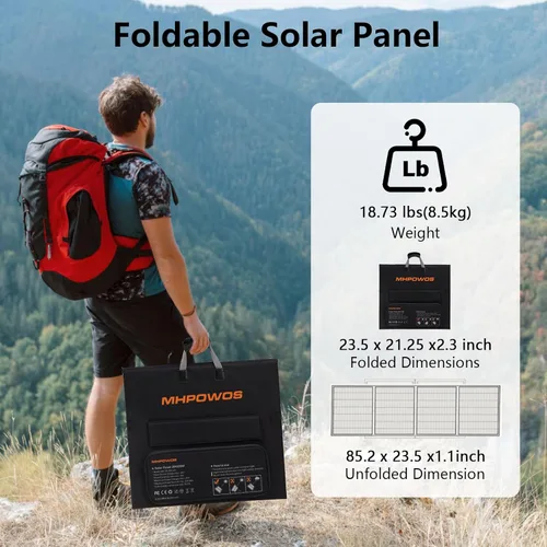 Miniatura 3 de Panel solar portátil de 220 W 40 V monocristalino plegable paneles solares cargador de energía de respaldo, IP67 impermeable duradero para estación
