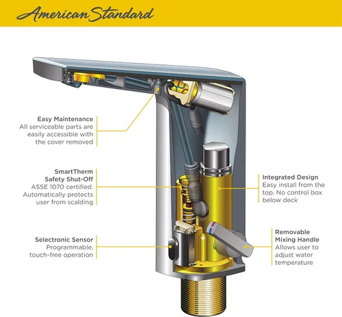 Miniatura 3 de American Standard 702B105.295 Paradigm Selectronic - Grifo integrado, modelo base, 0.5 gpm, níquel cepillado