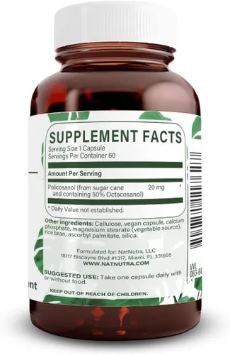 Miniatura 2 de Natural Nutra Policosanol 20mg con octacosanol, suplemento para promover la circulación de líquidos, mejorar la circulación sanguínea, apoya