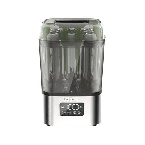 Baby Brezza Esterilizador + Secador de Biberones SuperRápido de 10 Minutos - Capacidad para 8 Biberones - Sanitización por Vapor – Ajuste Universal
