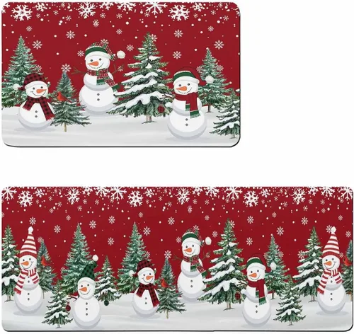 Tapete de baño con muñecos de nieve de Navidad, antideslizante, de secado rápido y absorbente, tierra de diatomeas, fregadero, dormitorio, cocina,