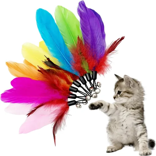 Miniatura 4 de Recambio de juguetes de plumas para gatos, 16 piezas de repuesto para gatos de interior 16 piezas de repuestos de juguete de plumas de gato