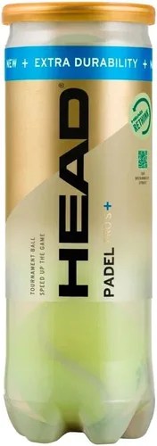 HEAD Padel Pro S+ Pelotas de pádel – 3 bolas, pelotas de torneo para juego rápido, rebote mejorado y durabilidad