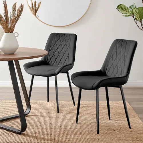 Miniatura 14 de Furniturebox - Juego de 2 sillas de comedor Pesaro, terciopelo crema, plateado, patas de metal cromado, modernas, contemporáneas, de lujo, sillas