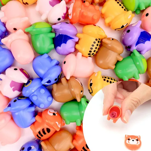 Juguetes a granel, figuras de animales en forma de bellota para niños, 25 figuras pequeñas para recuerdos de fiesta, rellenos de huevos de Pascua,