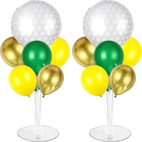 Miniatura 30 de Kit de soporte para globos de fiesta de fútbol 2 juegos con 2 globos de rugby de aluminio tipo bola, centro de mesa temático de fútbol para mesas