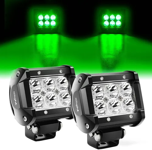 Nilight Foco de Luz LED de 4 pulgadas Verde Tipo Spot Luces Antiniebla de Conducción 2PCS 18W Todoterreno Pesca Caza Emergencia Señal de Seguridad