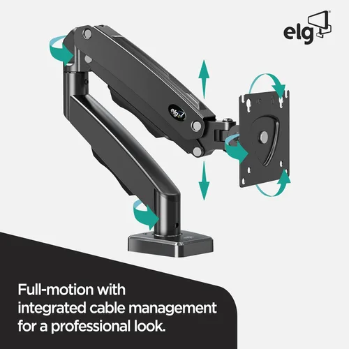 Miniatura 5 de ELG Full Motion - Soporte de escritorio para monitor único con resorte de gas con giro, inclinación y rotación para pantallas de 17-35 pulgadas