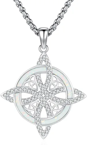 Miniatura 30 de Eusense Collar de ópalo para mujeres y hombres, joyería de ópalo azul y blanco de plata de ley 925 con dije de ópalo auténtico, regalo