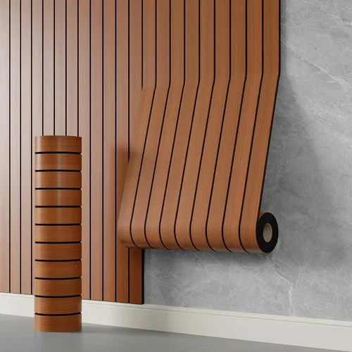 Miniatura 9 de YLL YLL Panel de pared de láminas de PVC para despegar y pegar de 118 x 15.7 pulgadas, panel de listones de madera de grano de roble sintético