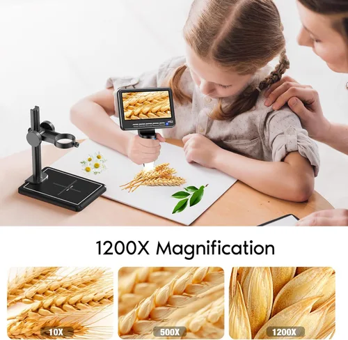 Miniatura 3 de Leipan Microscopio Digital LCD 1080P con Tarjeta SD de 32GB, Microscopio de Monedas con Pantalla IPS de 5 Pulgadas, Vista PC, Captura de Foto/Video