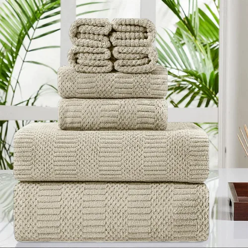 Miniatura 29 de Juego de 8 toallas de baño extra grandes azules - 2 toallas de baño extra grandes, 2 toallas de mano, 4 toallas faciales - 600GSM suaves, altamente