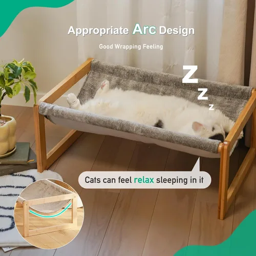 Miniatura 4 de Kiplant Cama elevada para gatos, hamaca grande para exteriores, muebles de mascotas de 25 x 16.5 pulgadas para gatitos, cachorros, conejos, Gris