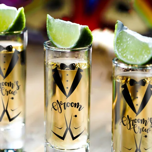 Miniatura 5 de Vasos de chupito de regalo para padrinos de boda de 8 a 2 onzas, incluye 1 equipo de novio 7, regalos de despedida de soltero de boda Tripulación