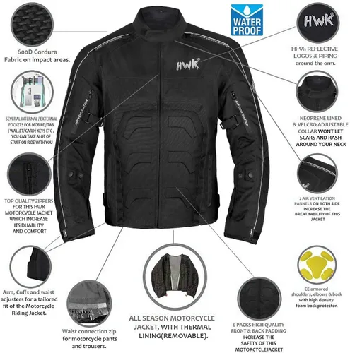 Miniatura 4 de Chaqueta de motocicleta HWK Spyder para hombre con tela de cordura textil resistente al clima para chaqueta de motocross enduro