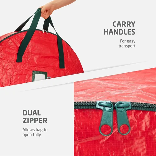 Miniatura 4 de ZOBER - Contenedor de almacenamiento para coronas de Navidad de 24 pulgadas - Bolsa para coronas artificiales con caja - Bolsa de almacenamiento