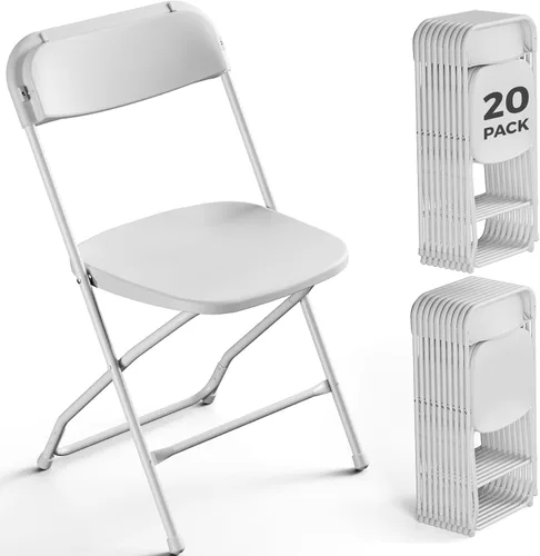 Miniatura 13 de Paquete de 2 sillas plegables de plástico negro, sillas plegables portátiles para exteriores con marco de acero, capacidad de 350 libras, sillas