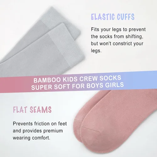 Miniatura 3 de SERISIMPLE Calcetines de bambú de viscosa para niños, calcetines escolares antiolor para niños y niñas, uniforme, ligeros, con costuras planas, 5