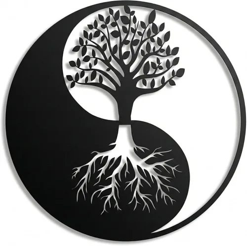 DEKADRON Arte de pared de metal, árbol de la vida, decoración de Yin Yang, decoración de pared, decoración de interiores, colgantes de pared (35