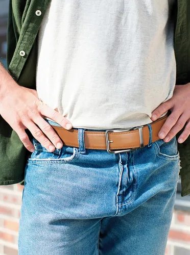 Miniatura 2 de Cinturones de trinquete para hombre, de cuero, cómodo, ajustable, con hebilla deslizante, para hombre, casual, trabajo, jeans, caja de regalo