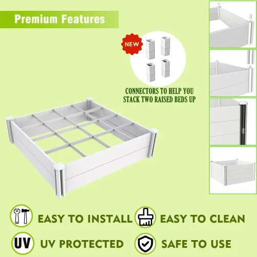 Miniatura 2 de Kit de Cama de Jardín Elevada Kdgarden 4'x4' para Exteriores, Caja de Plantador sobre el Piso para Cultivar Verduras, Flores, Hierbas, Jardinería