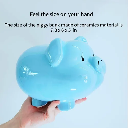 Miniatura 4 de Alcancía de cerdo de cerámica para niños, banco de dinero para adultos, Gilrs Alcancias de Dinero para adultos niños, banco de monedas, decoración