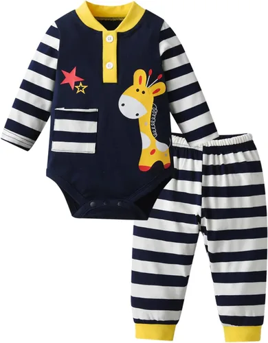 Miniatura 64 de Conjunto de 3 piezas de ropa de bebé recién nacido con estampado de manga larga + pantalones + sombrero