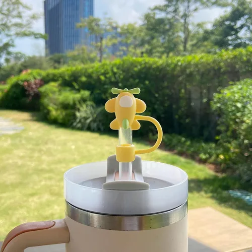 Miniatura 6 de 4 tapas de silicona con pajilla para vaso Stanley Cup de 30 y 40 onzas con asa, tapas reutilizables a prueba de polvo de 0.016 in (color 2)