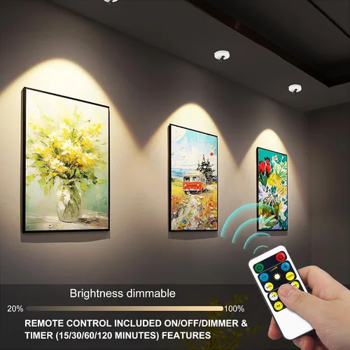 Miniatura 2 de HEAGEERO Focos inalámbricos, iluminación de acento con control remoto, luces de imagen de batería, luz de disco de palo, focos de pantalla giratoria