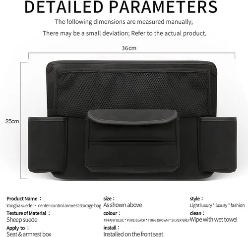 Miniatura 2 de JEYODA Soporte para bolso de coche entre asientos, de gamuza de gran capacidad, para consolas y organizadores automotrices para almacenamiento