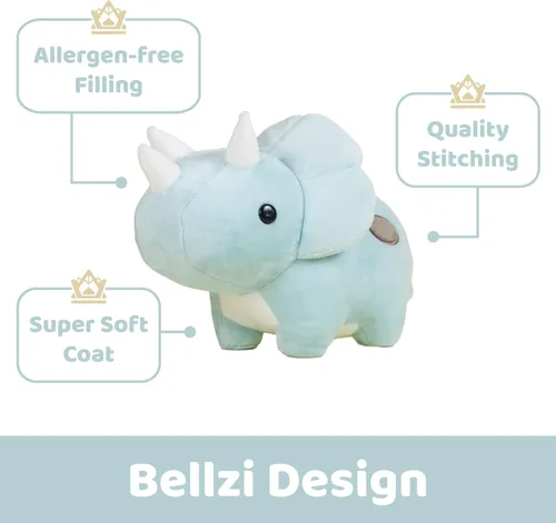 Miniatura 2 de Bellzi Triceratops - Lindo juguete de peluche de animal de peluche, adorable juguete de dinosaurio suave y regalos, regalo perfecto para niños