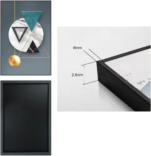 Miniatura 3 de ARTKN 3 Pieces Framed Abstract Geometric Wall Art, Art Shapes Patterns Paintings, Modern Wall Decor Artwork, Large Wall Art for Living Room Bedroom