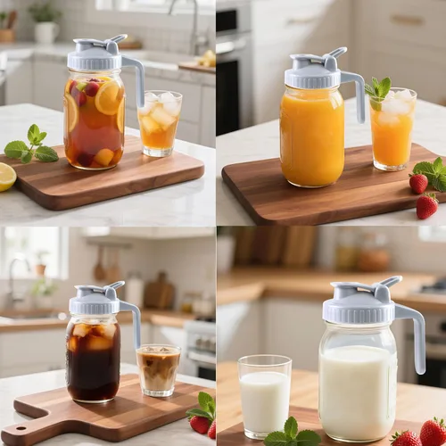 Miniatura 6 de Jarra con tapa de vertido, jarra de vidrio de almacenamiento de leche materna de 32 onzas, jarra de té de vidrio de boca ancha de 1 cuarto de galón