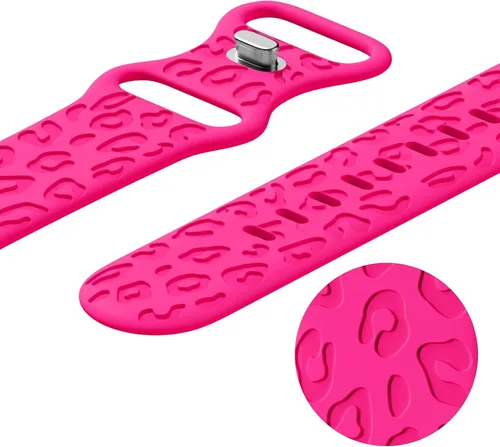 Miniatura 4 de CreateGreat Bandas Grabadas Compatibles con Apple Watch de 40mm 41mm 38mm 42mm 44mm 45mm 46mm 49mm, Correa de Silicona Suave con Patrón de Leopardo