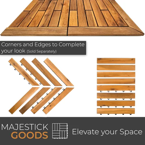 Miniatura 9 de Majestick Goods Azulejos entrelazados de madera de acacia para terraza. Fácil instalación para suelos de patio y pasarelas con drenaje de base