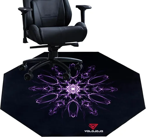 Tapetes para silla de oficina, tapetes para silla de piso duro, tapete para silla de juegos de oficina con diseño de rayo azul, forma octágono (azul)