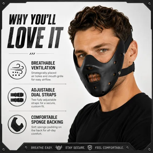 Miniatura 7 de nezababy Hannibal Lecter Máscara Cosplay El Silencio de los Corderos Media Cara Asesino de Resina