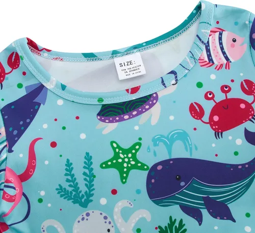 Miniatura 5 de RAISEVERN Vestido de manga corta para niña, estampado 3D, falda casual para fiesta temática de vacaciones, 2-9T