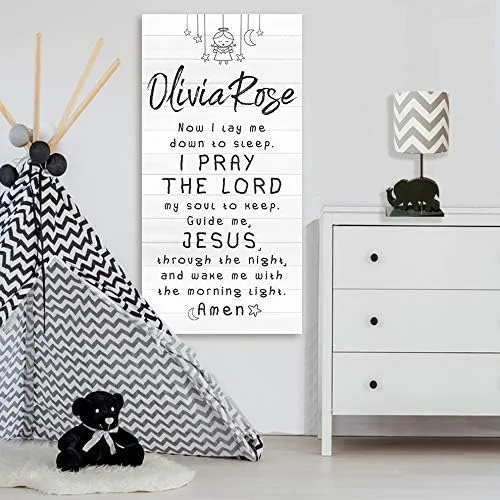Miniatura 5 de I Pray The Lord Jesus Personalized Print - Custom Name Sign for Baby Shower and Nursery Room Print, Boho Themed Baby Room Sleep Display Gift, Wood