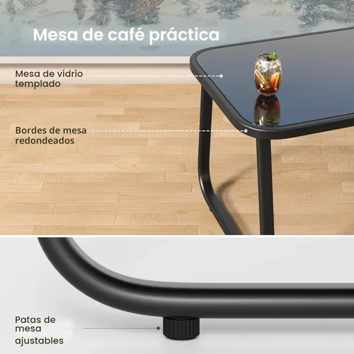 Miniatura 4 de Ahomly - Juego de 4 piezas de muebles de patio, juego de conversación para exteriores de Textilene con 2 sillas mecedoras y mesa de café con tapa
