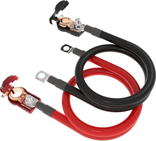 Miniatura 9 de Cable de batería de calibre 2 AWG de 1.5 pies con conectores de terminales de batería, orejetas de 3/8", cable conductor de batería de cobre puro