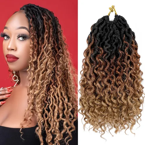 Miniatura 33 de Goddess Locs - Cabello de ganchillo de 10 pulgadas, 7 paquetes de cabello de ganchillo bohemio sintético para mujeres negras, rastas de ganchillo #1B