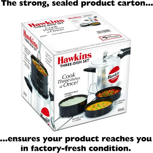 Miniatura 6 de Hawkins ADS65 - Juego anodizado duro de tres platos, separador de cocina, ollas a presión, color negro (ADS65), 4 litros