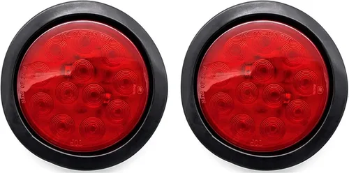 All Star Truck Parts ] Kit de luces redondas de 12 luces LED blancas de 4 pulgadas de parada/giro/cola/marcha atrás/marcha atrás/marcha atrás, Blanco