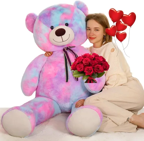 Miniatura 9 de Tezituor Oso de peluche grande de 59 pulgadas, animal de peluche negro gigante para baby shower, Navidad, día de San Valentín o cumpleaños, oso