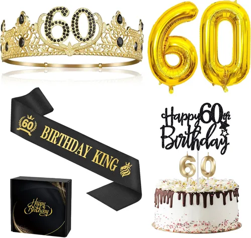 Regalos de cumpleaños número 60 para hombres, decoraciones de cumpleaños número 60 para hombres, suministros de decoración de fiesta que incluyen