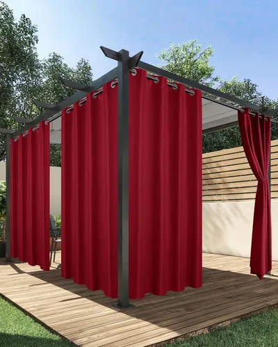 Miniatura 30 de HolidayIdeas Cortinas impermeables para patio, 4 paneles, 54 x 84 pulgadas, protección de privacidad y filtrado de luz, cortinas exteriores con Negro
