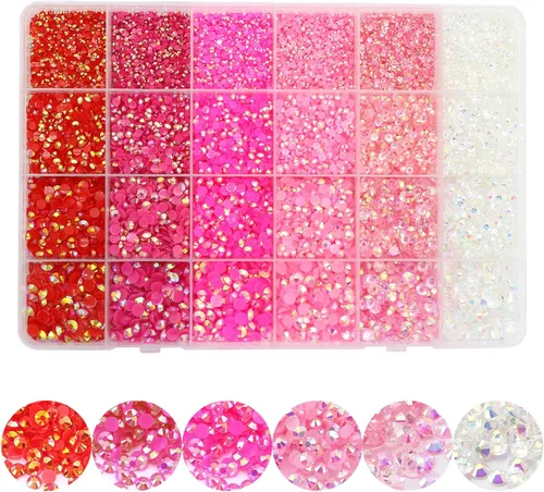 Miniatura 11 de 22800 diamantes de imitación de gelatina para arte de uñas, diamantes de imitación con parte trasera plana, color morado, brillantes a granel, gemas