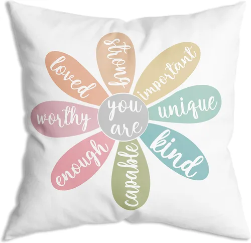 Miniatura 4 de Funda de Almohada Suave para Decoración con Citas Inspiradoras "Eres Valiente Suficiente Amado", Funda de Almohada y Cojín para Sofá, Sofá Cama